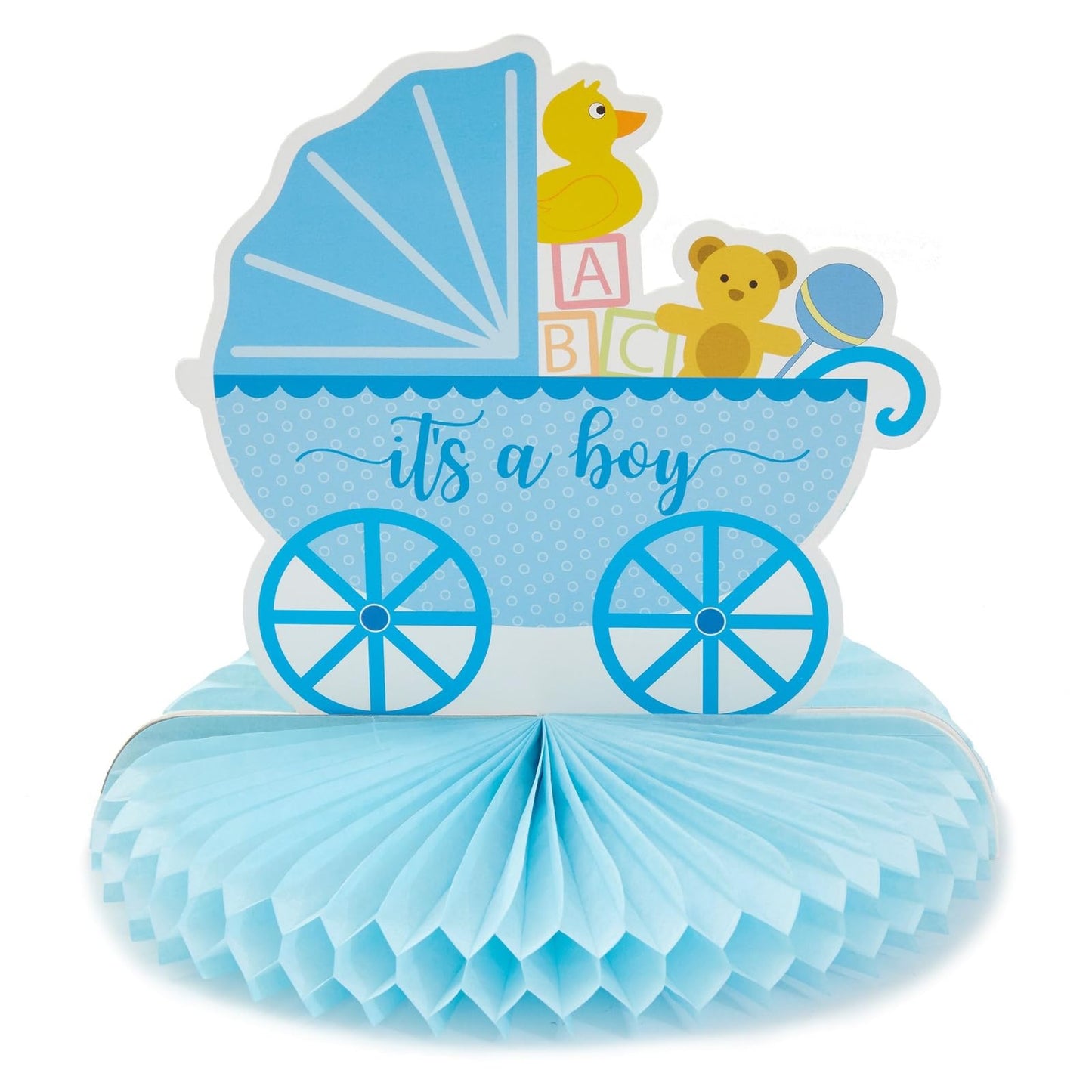 Sparkle and Bash Boy Baby Shower Table Decorations, Yellow Duck Honeycomb Centerpieces (8.25 x 7.5 in), Pack of 6