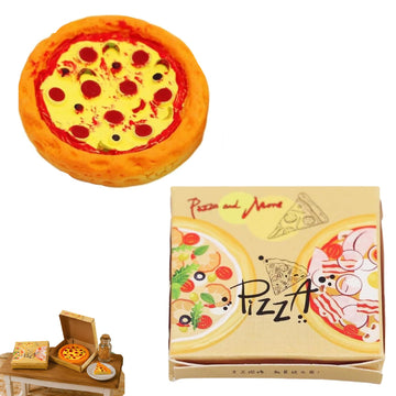 Miniature Pizza Box Set, 1:6 and 1:12 Scale, Dollhouse Food Accessories, Detailed Pizza Box with Printed Graphics Doll Pepperoni Pizza and Authentic