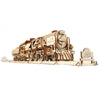UGEARS V-Express Steam Train with Tender 3D Wooden Puzzles for Adults - Wooden Model Kits for Adults Model Train Steam Engine Kit Brain Teaser, Hobby