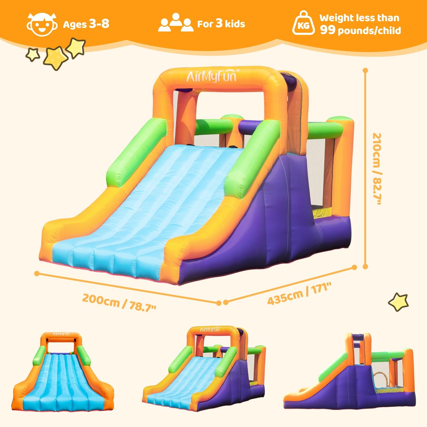 AirMyFun Inflatable Bounce House with Silde for Kids,Inflatable Bouncy House for Kids Outdoor, Toddle Bounce House with Blower for Backyard