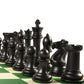 OUMODA 4" King Tournament Chess Set Foldable 20" Silicone Chess Board Mat with 2.2" Squares Green Color, Weighted Chess Pieces- 2 Extra Queens