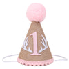 YOUAME Deer 1st Birthday Hat - Deer Girls Pink First Birthday Party Decorations,Woodland Theme Camo Hunting Party Decor,Wild One Deer Birthday Crown