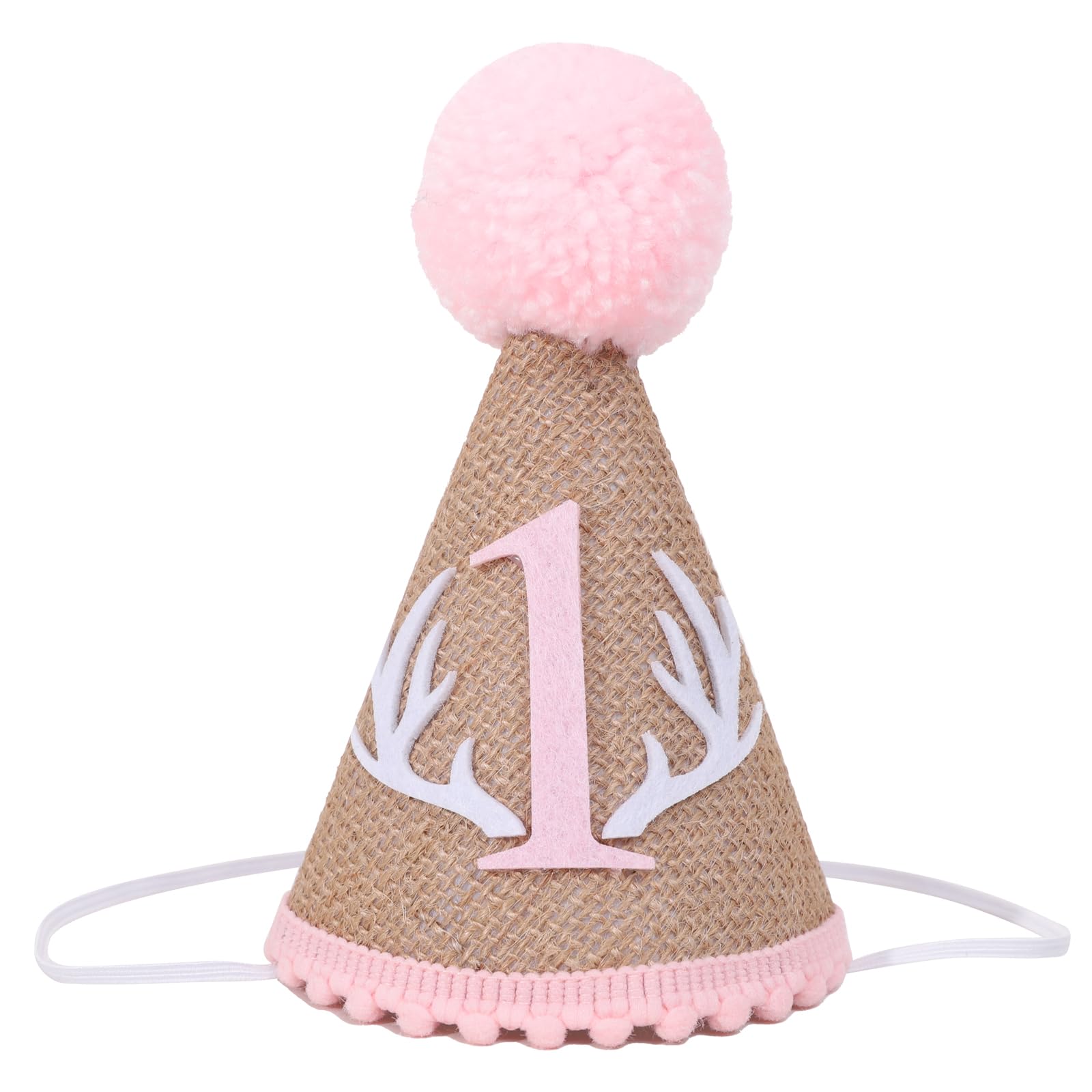YOUAME Deer 1st Birthday Hat - Deer Girls Pink First Birthday Party Decorations,Woodland Theme Camo Hunting Party Decor,Wild One Deer Birthday Crown