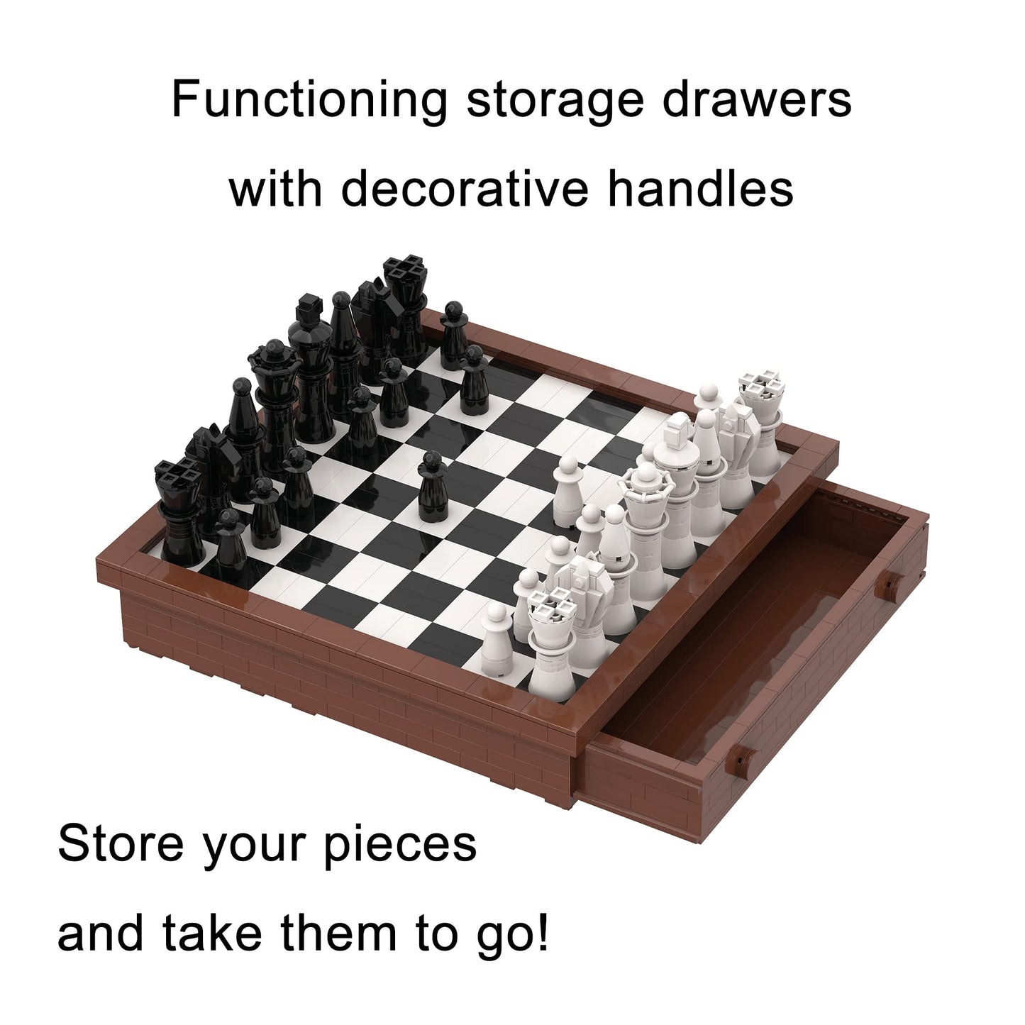 Apostrophe Games Building Block Chess Set - 1,024 Pcs Build Your Own Chess - Game Pieces & Board, Compatible with the Major Brand of Building Blocks