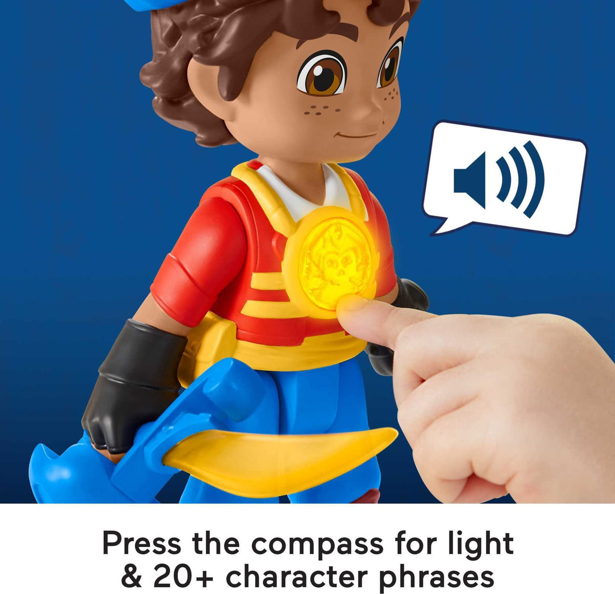 Fisher-Price Preschool Toy Santiago of The Seas Light-Up Talking Santiago, 9-Inch Poseable Pirate Figure for Pretend Play Kids Ages 3+ Years