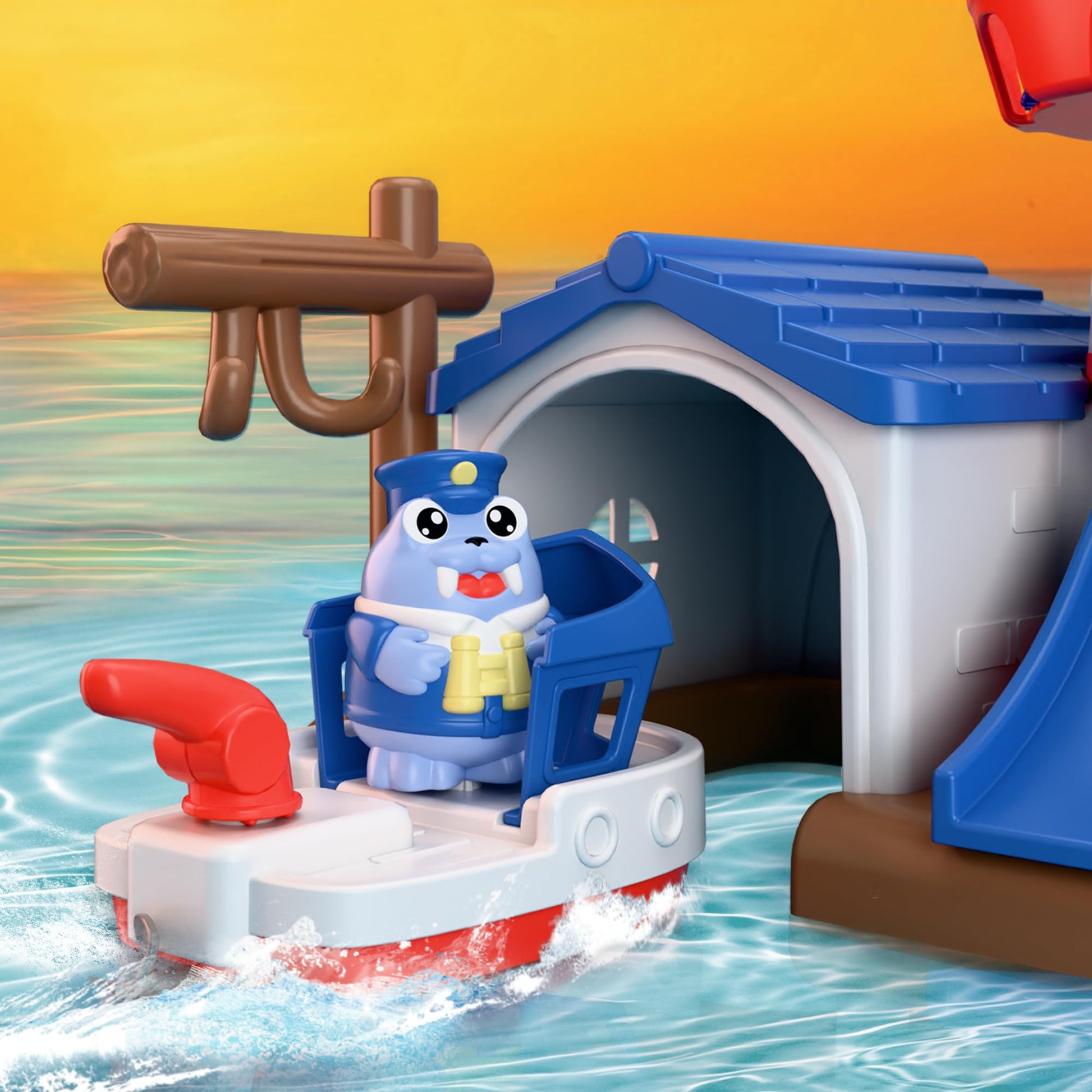 iPlay, iLearn Bath Toys for Toddlers 2-4, Kids Lighthouse Bathtub Shower Toy Set, Wind up Swimming Boat, Baby Bathtime Floating Fish Water Play, Fun