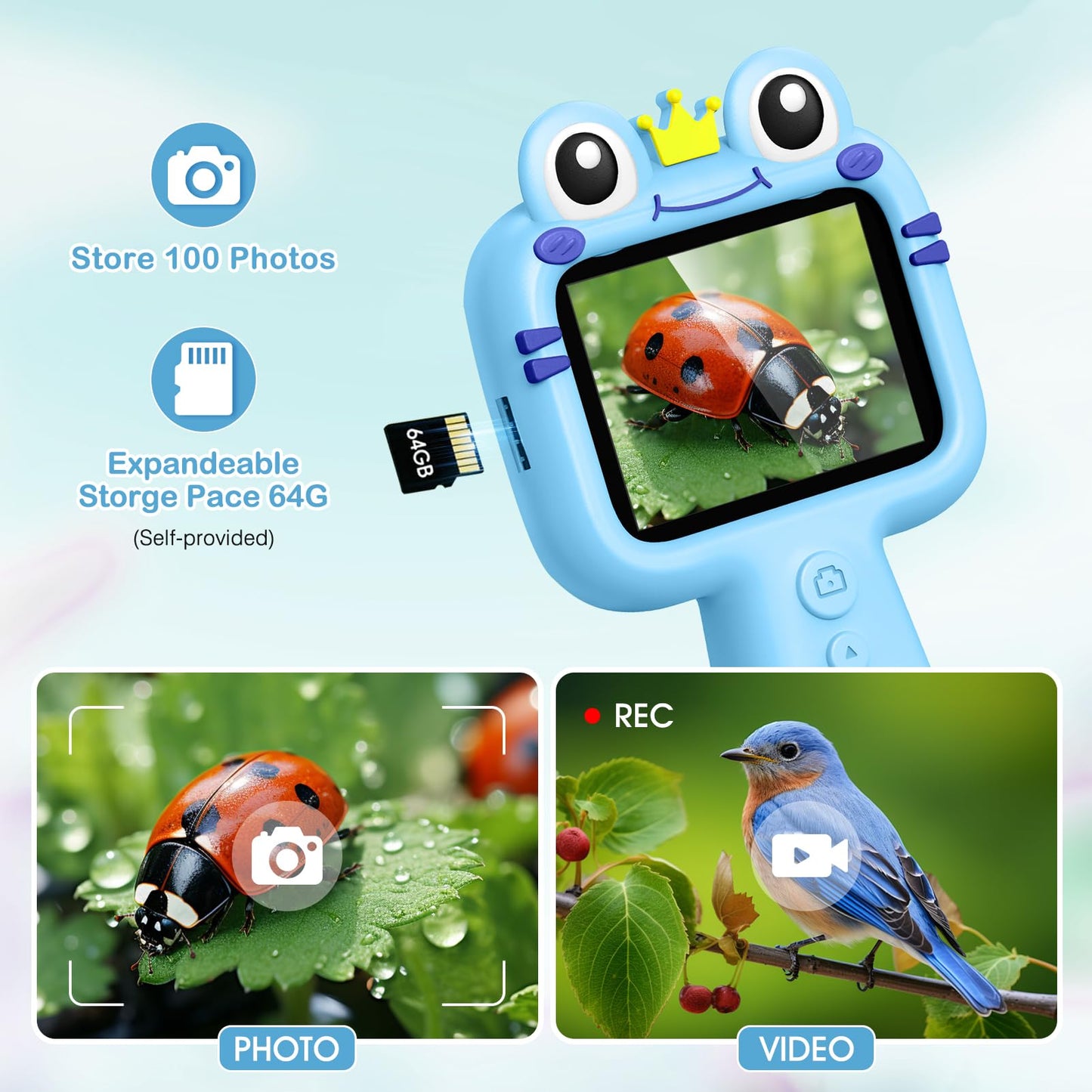 Toy Borescope Camera for Kids - STEM Science Educational Toy for 4 5 6 7 8 9 10 Years Old Kids Birthday Gift, 2.4‘’ Kid Scope Camera for Outdoor