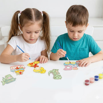 Window Art Kit for Kids - Stained Glass Kits for Kids Includes 16 Suncatchers 16 Ball Keychains 2 Suncatcher Paint Strips 2 Paint Brushes Window Art