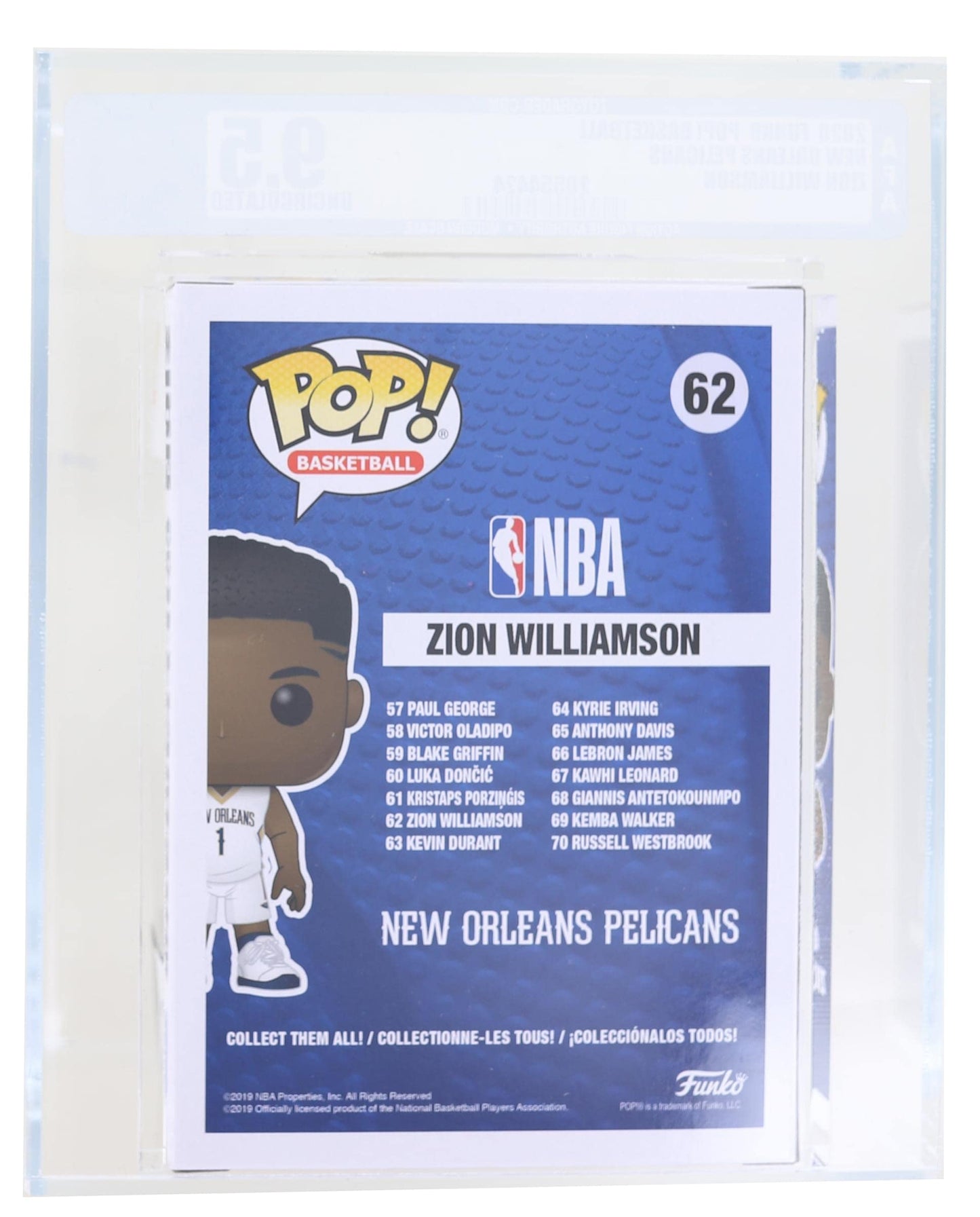 Funko New Orleans Pelicans NBA POP Vinyl Figure | Zion Williamson Graded AFA 9.5