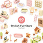 OOOK Wooden Dollhouse with 60 Pcs Luxurious Furniture Accessories, Including 4 Dolls and 2 Pets, Large 3-Story Doll House with 6 Rooms, Doll House