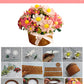 BAZIMA DIY Felt Flower Art Craft Kit, DIY Daisy Pot Bonsai Kit, 33 Daisies, Floral Gifts, Beginner Craft Kit, Arrange Pre-Cut Flowers and Foliage