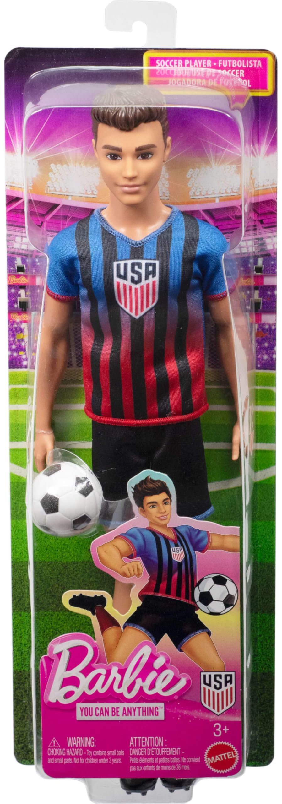 Barbie Careers USSF Soccer Fashion Ken Doll Dressed in Removable Sport-Themed Outfit & Shoes with Accessories
