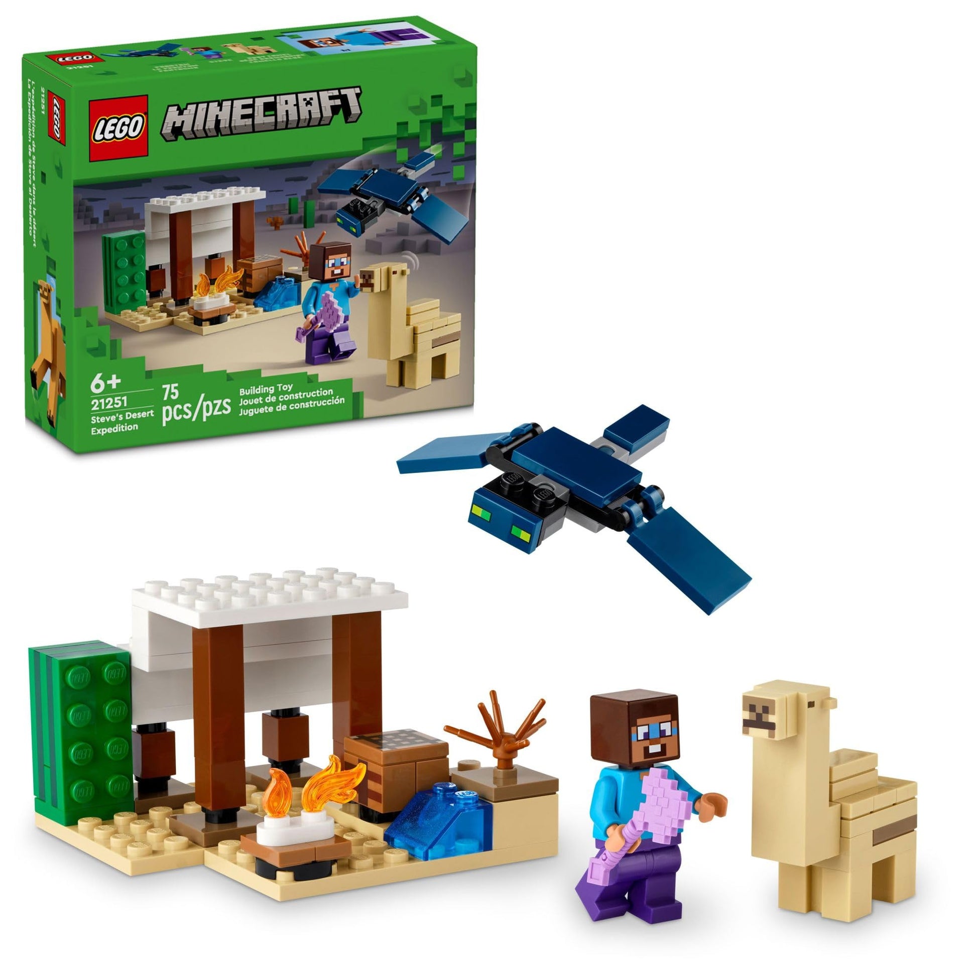 LEGO Minecraft Steve's Desert Expedition Building Toy, Biome with Minecraft House and Action Figures, Minecraft Gift for Independent Play, Gaming