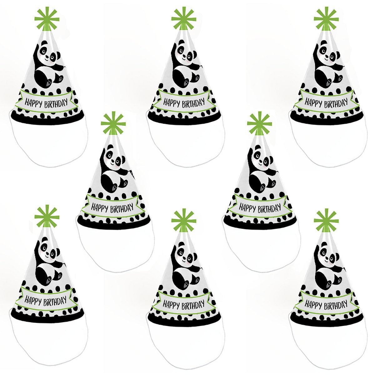 Big Dot of Happiness Party Like a Panda Bear - Cone Happy Birthday Party Hats for Kids and Adults - Set of 8 (Standard Size)