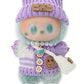 Evowatt Doll Outfits, Clothes for Labubu 17cm Doll, 4-Piece Knitted Doll Clothes Set - Striped Sweater, Beanie Hat, Mini Bag & Shell Bracelet, Purple