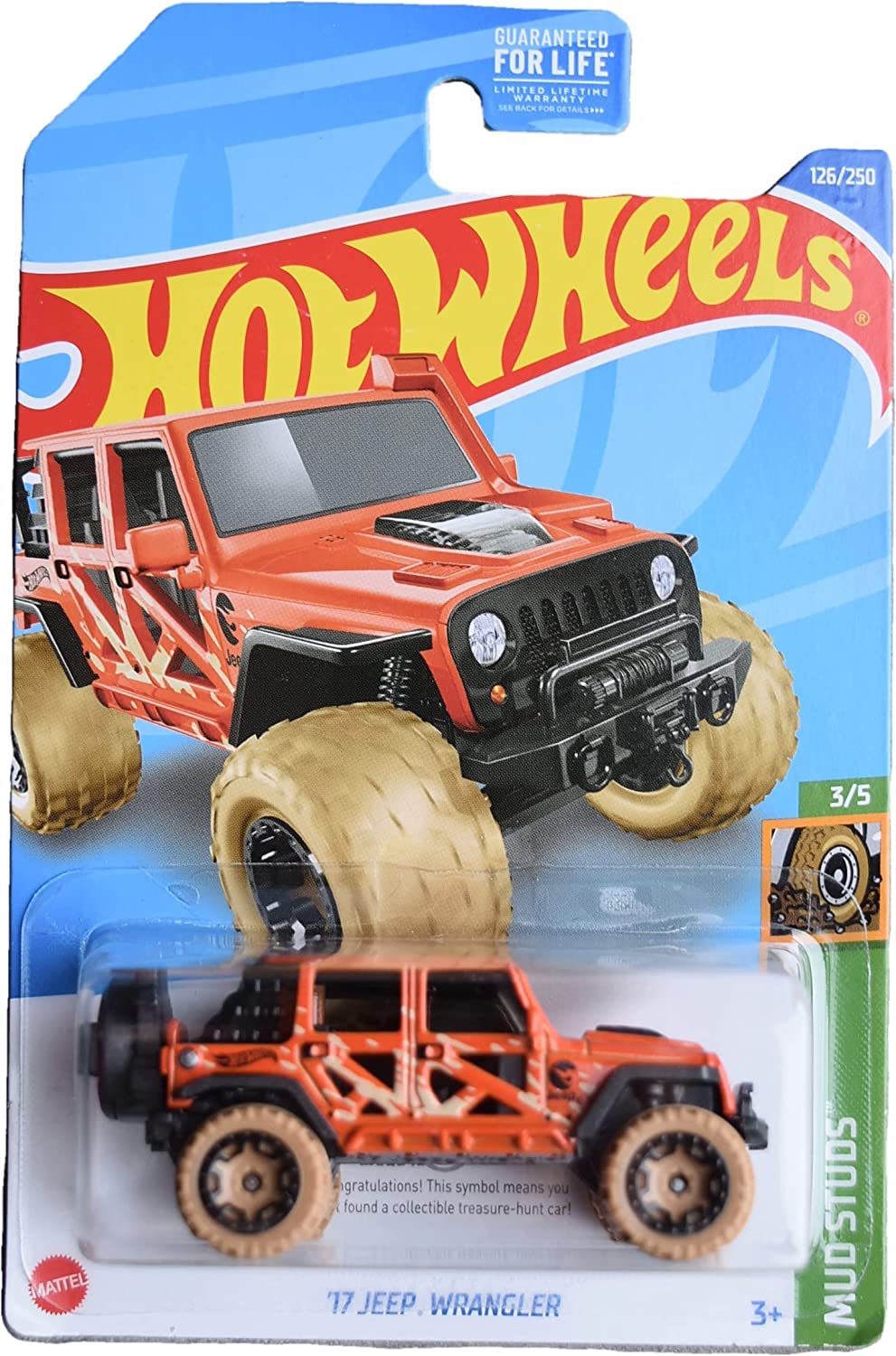Hot Wheels '17 Jeeps Wrangler, Mud Studs 3/4, Treasure Hunt