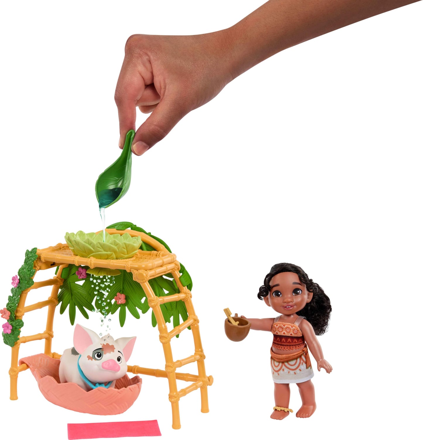Mattel Disney Moana 2 Simea & Pua Bathtime Fun Playset with Fashion Doll, Animal Friend, Tub & 10+ Accessories, Toys Inspired by the Movie
