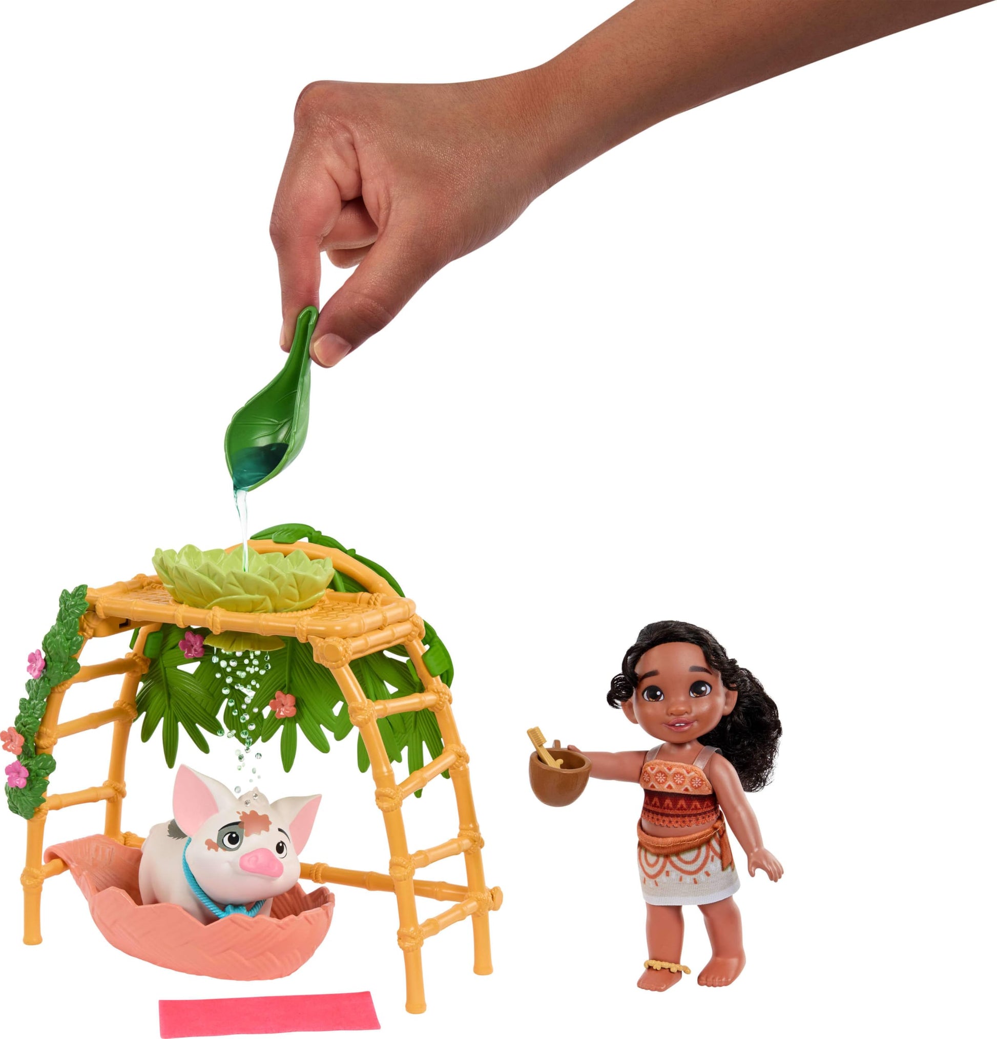 Mattel Disney Moana 2 Simea & Pua Bathtime Fun Playset with Fashion Doll, Animal Friend, Tub & 10+ Accessories, Toys Inspired by the Movie