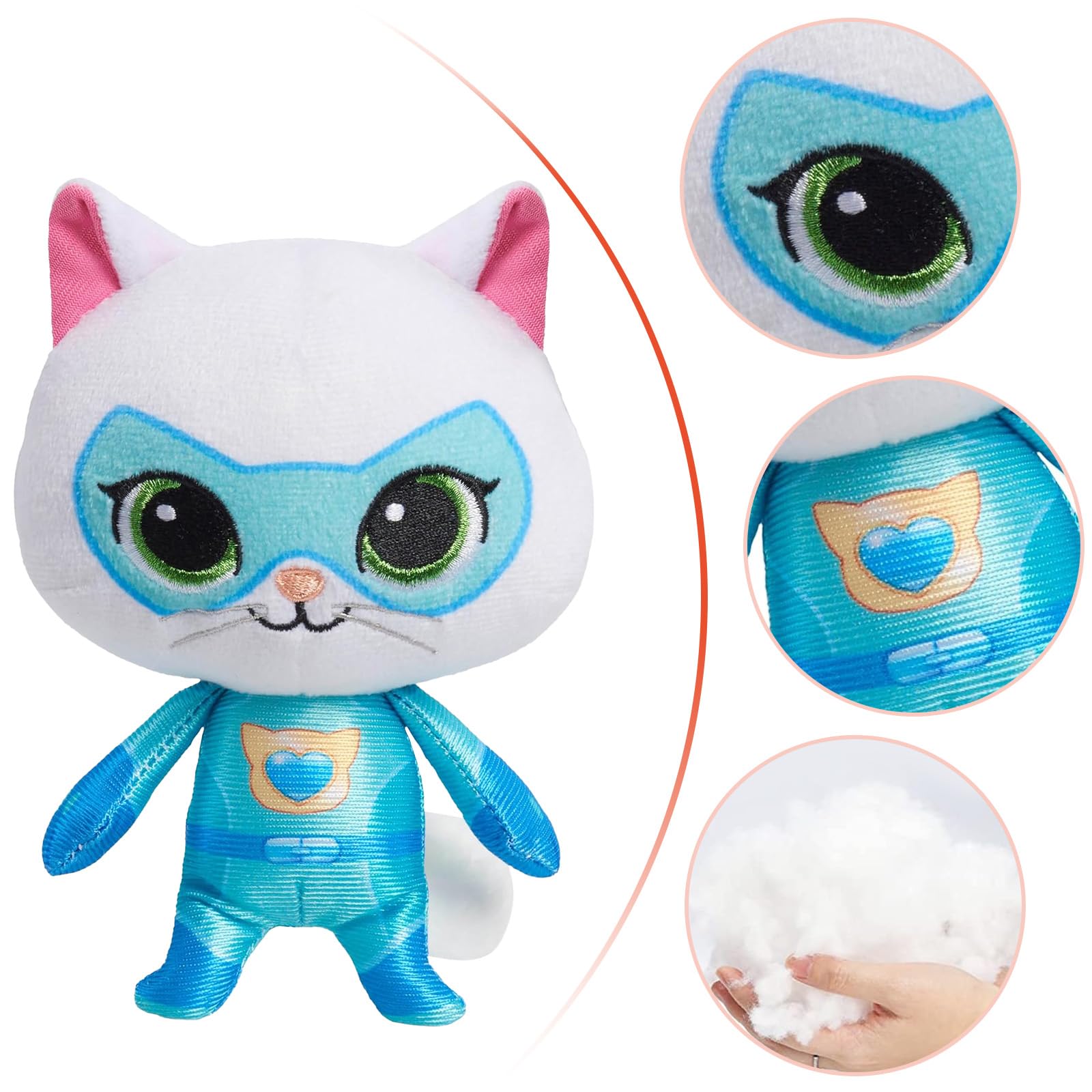 YXCTZKVX Super Cat Plush Toy - Set of 4 Soft Stuffed Animals - Sparks, Buddy, Ginny, Bitsy - Adorable Kitties Gift Set for Children(8Inch)