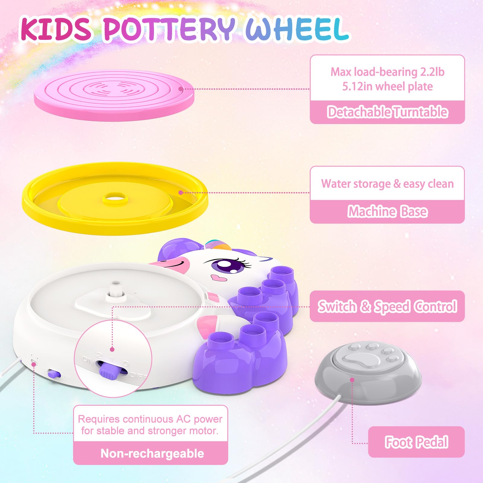 Pottery Wheel for Kids, Arts and Crafts for Kids Ages 8-12, Complete Pottery Painting Craft Kit with Clay, Art Supplies for Kids Toys Girls Birthday