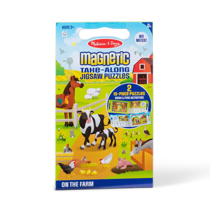 Melissa & Doug Take-Along Magnetic Jigsaw Puzzle Set - On the Farm (2 x 15 Piece) Travel Activity Toy for Preschoolers and Kids Ages 3+ - FSC