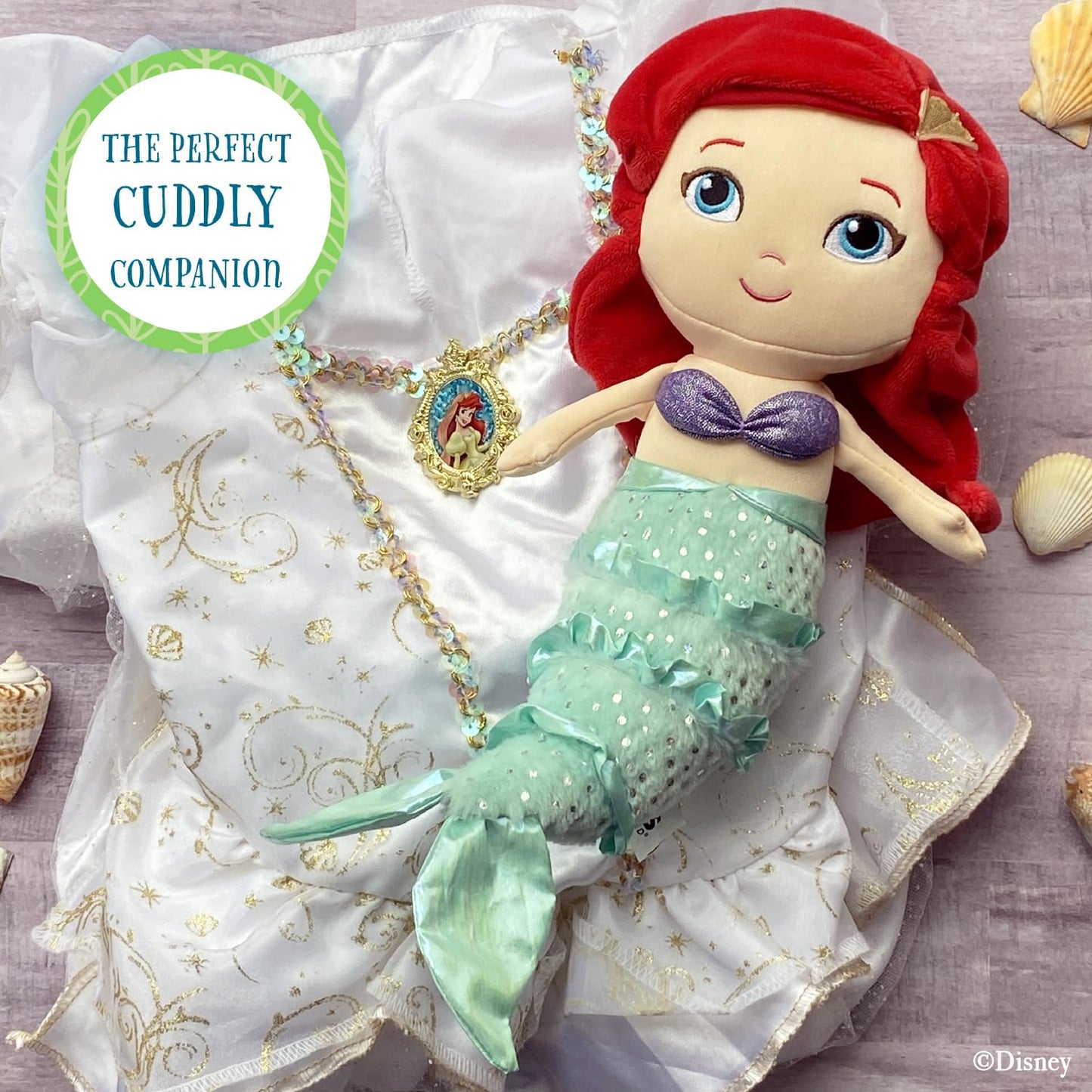 Kids Preferred Disney Baby - Ariel 12" Plush Doll with Musical Sounds - The Little Mermaid Collectable Stuffed Animal for Babies, Toddlers and Kids