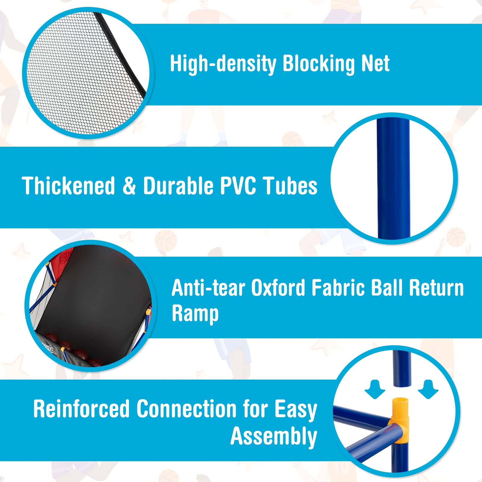 Goplus Kids Basketball Arcade Game, Dual Shot Basketball Game for 2 Players with 4 Balls & Inflation Pump, Indoor Outdoor Sport Play Birthday Gift