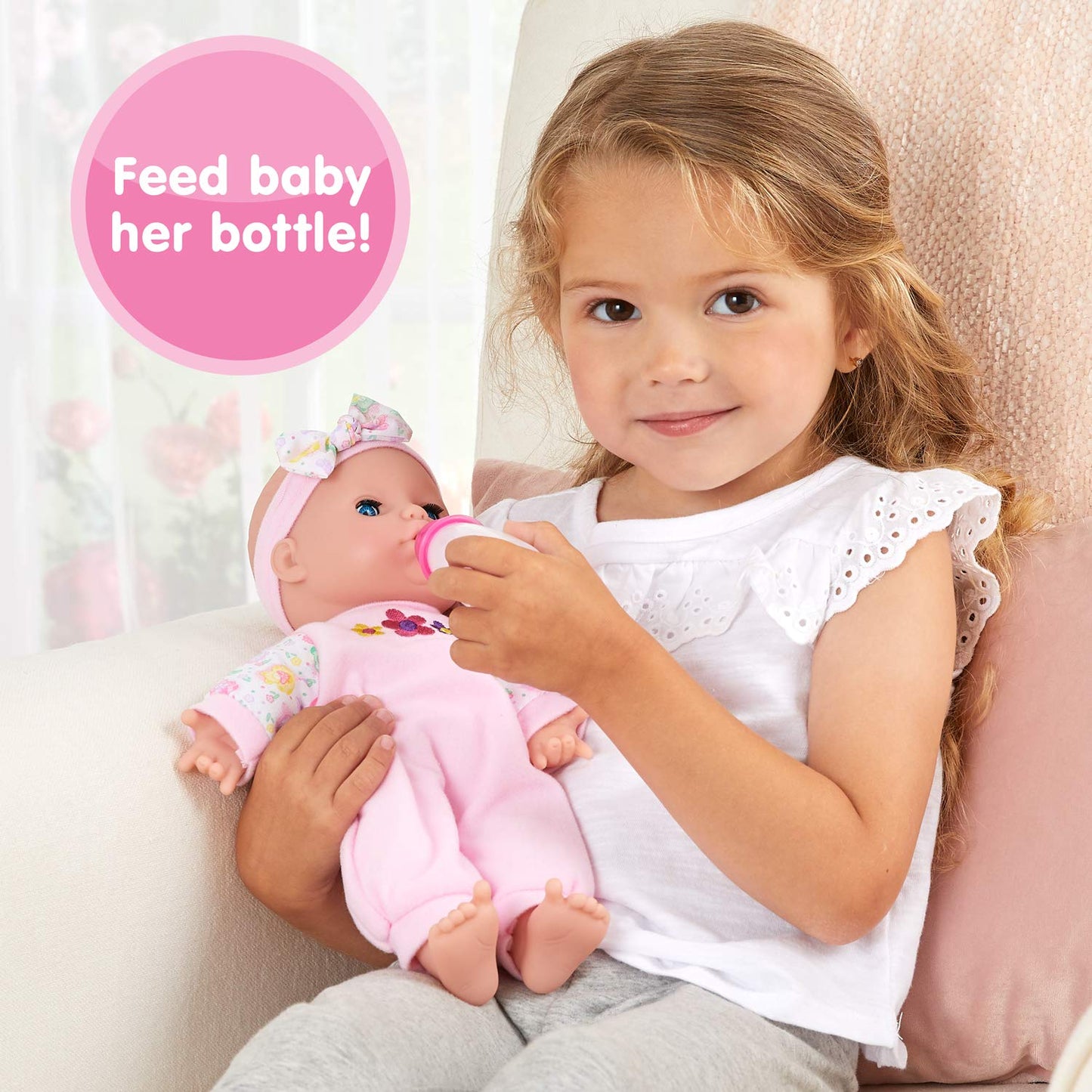 Kidoozie Sweetie Doll - Soft-Bodied 12 Inch Doll with Open and Close Eyes for Ages 12 Months and Up - Perfect for Encouraging Emotional Development