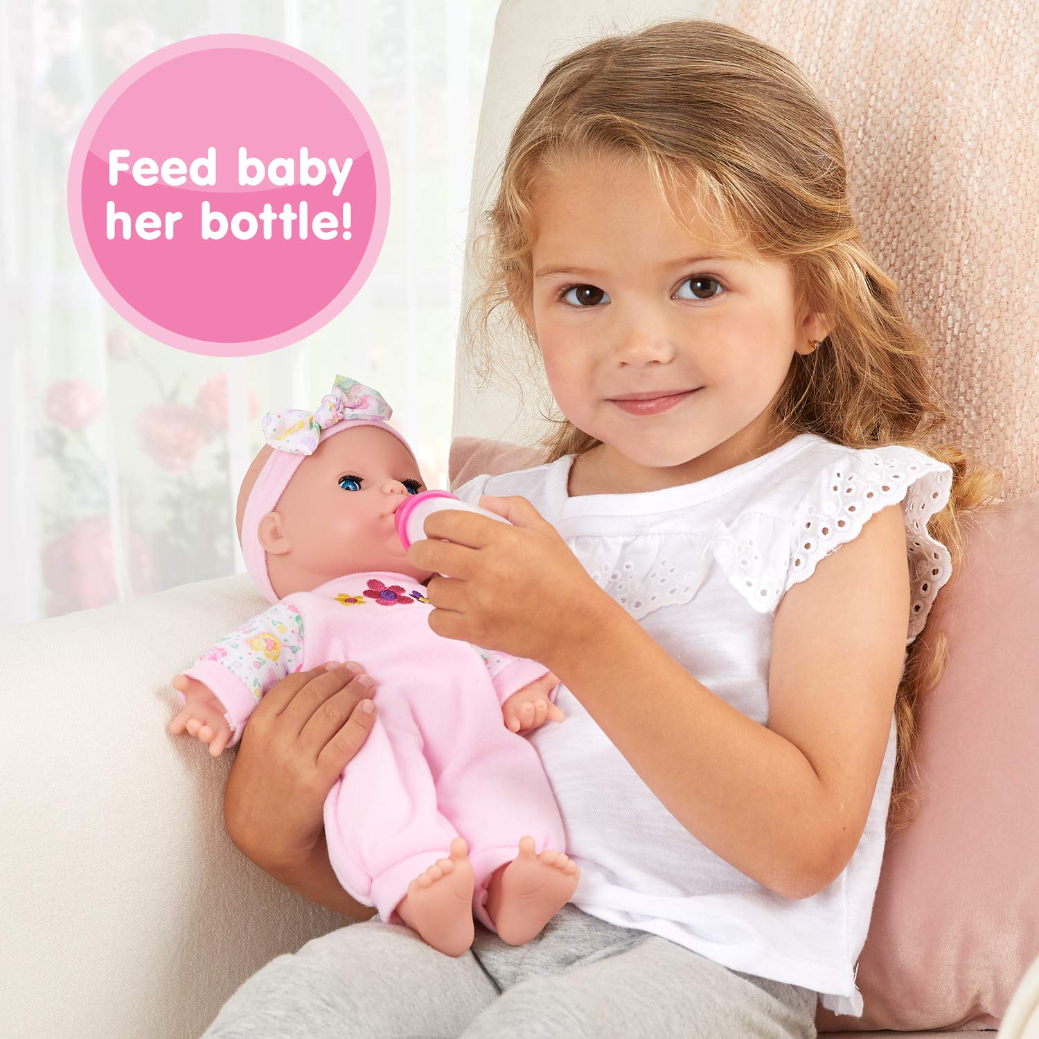 Kidoozie Sweetie Doll - Soft-Bodied 12 Inch Doll with Open and Close Eyes for Ages 12 Months and Up - Perfect for Encouraging Emotional Development