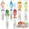 Fennoral 30 Pack Wind Chime Kit Make Your Own Fish Wind Chime Wooden Arts and Crafts for Girls Boys Ornaments DIY Coloring Spring Summer Craft