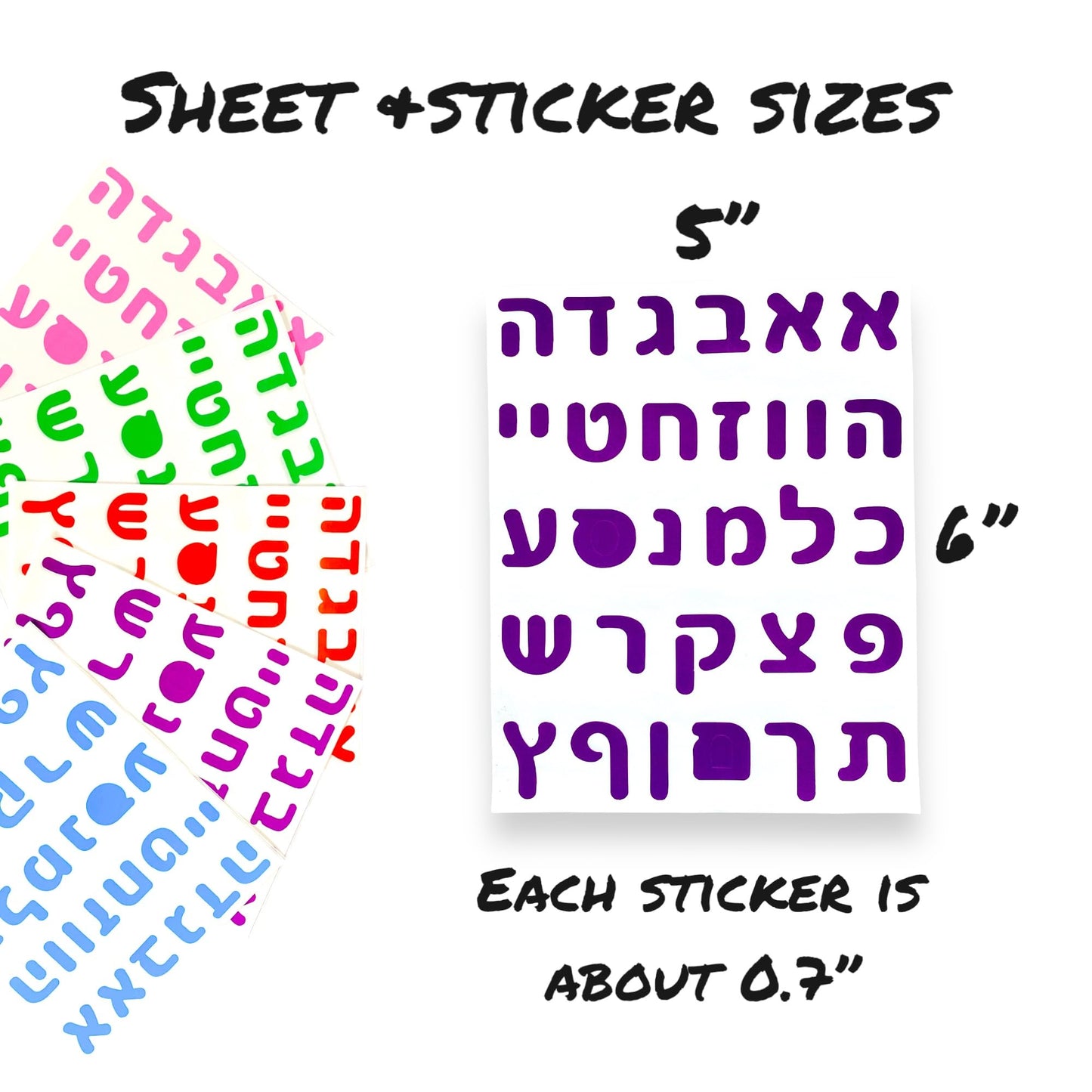 1,400Pcs Hebrew Letter Stickers of Alef Bet for Kids Learning Hebrew