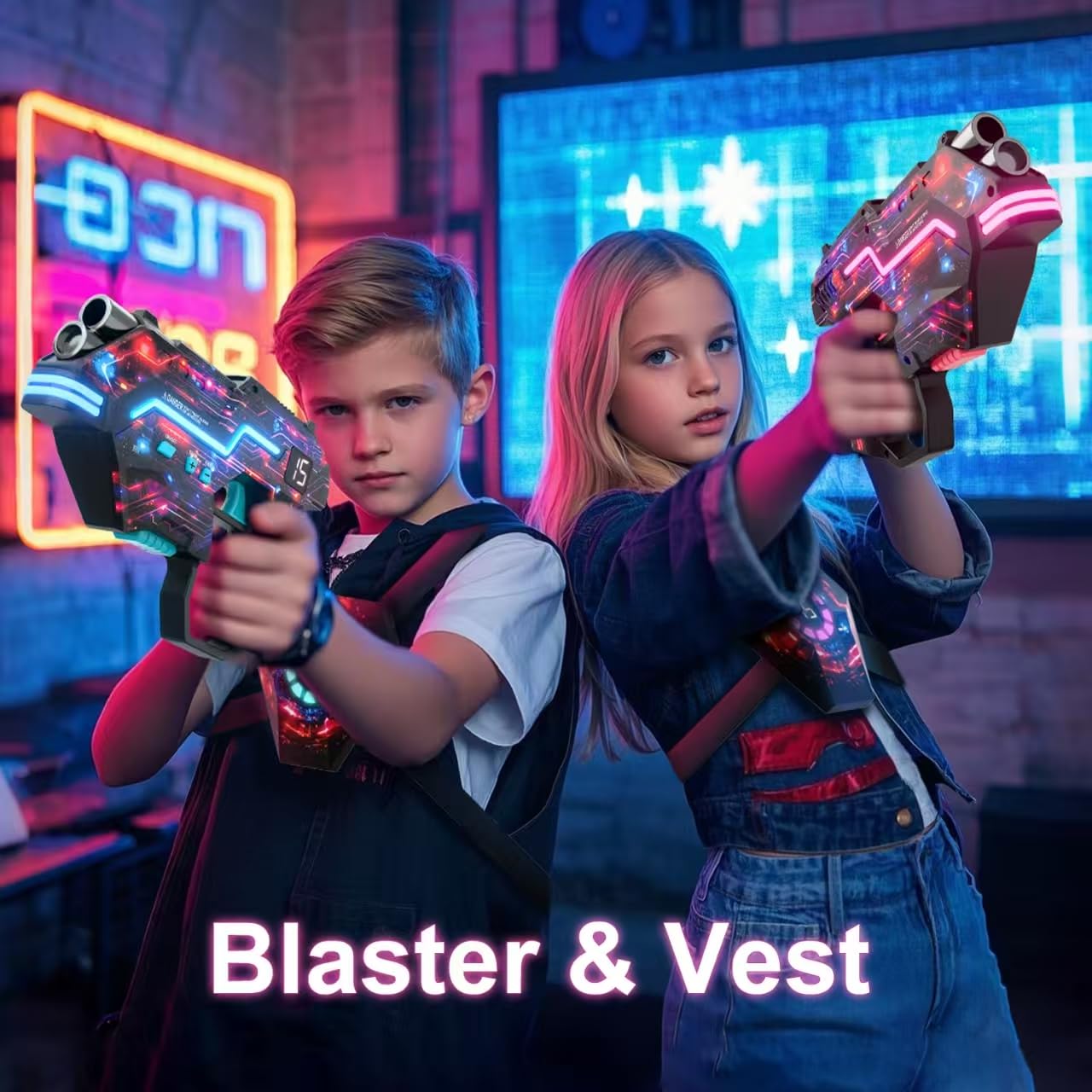 Laser Tag Guns and Vests Set of 2, Gift for 8 9 10 11 12 13 Year Old Boy
