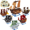 YCJZXMS 6-in-1 Pirate Ship Building Blocks Set, Mini Brick Pirate Ship Model Kit, Detailed Ship Collection for Display, Creative Hobby Building Set