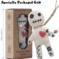 Umakeadeal Voodoo Doll Set Include Spell Cards and 7 Pcs Stress Relief Pins, Dammit Creepy Ghost Doll for Halloween Decoration Ornaments Fidget Toys
