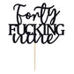 Unoggsor Forty Fucking Nine Cake Topper - Happy 49th Birthday Cake Decor - Cheers to 49 Years Birthday Party Decorations Supplies, Black Glitter