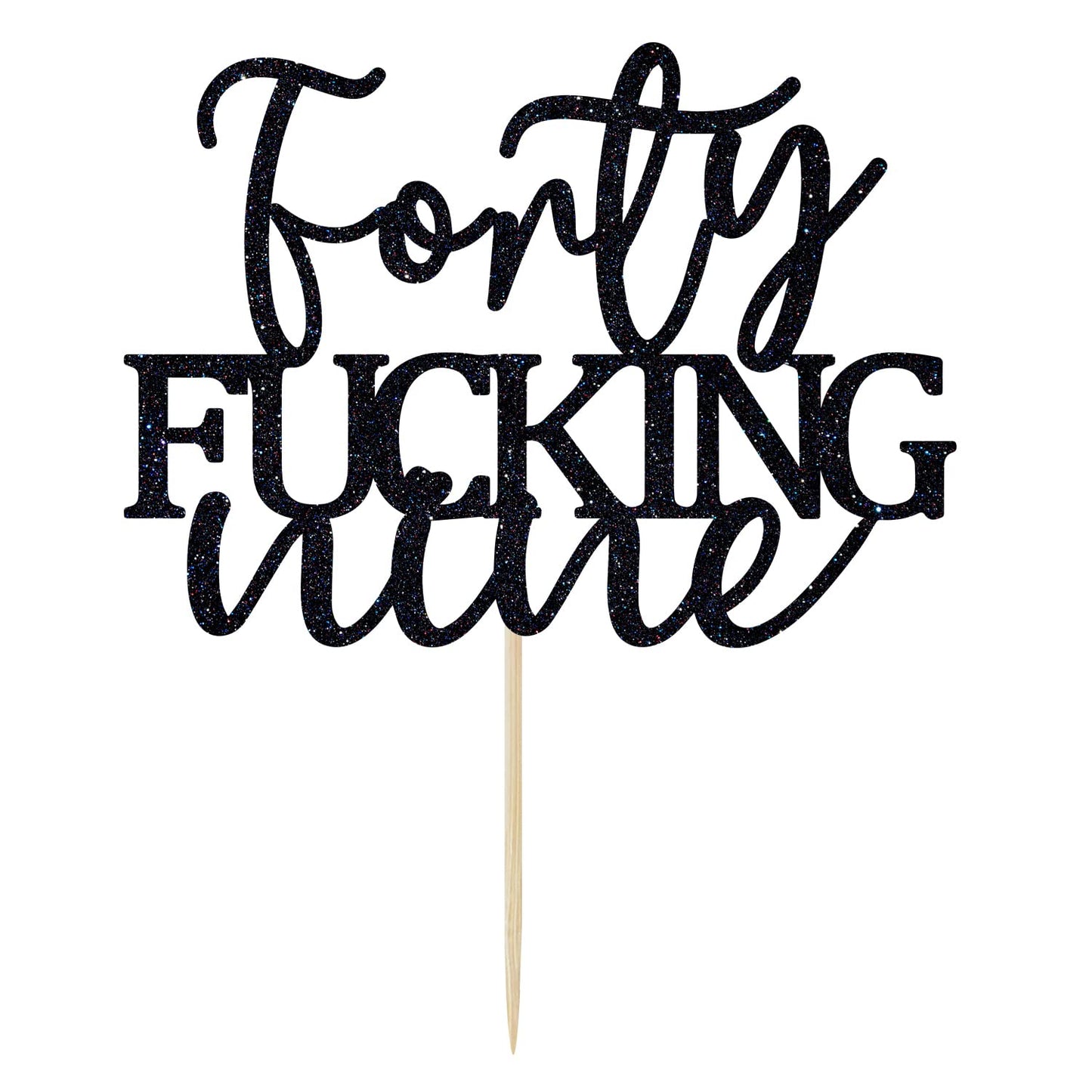 Unoggsor Forty Fucking Nine Cake Topper - Happy 49th Birthday Cake Decor - Cheers to 49 Years Birthday Party Decorations Supplies, Black Glitter