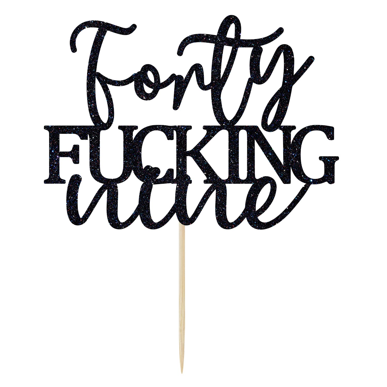 Unoggsor Forty Fucking Nine Cake Topper - Happy 49th Birthday Cake Decor - Cheers to 49 Years Birthday Party Decorations Supplies, Black Glitter