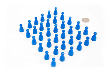 Plastic Pawns: Set of 36 Blue Color Board Game Playing Pieces