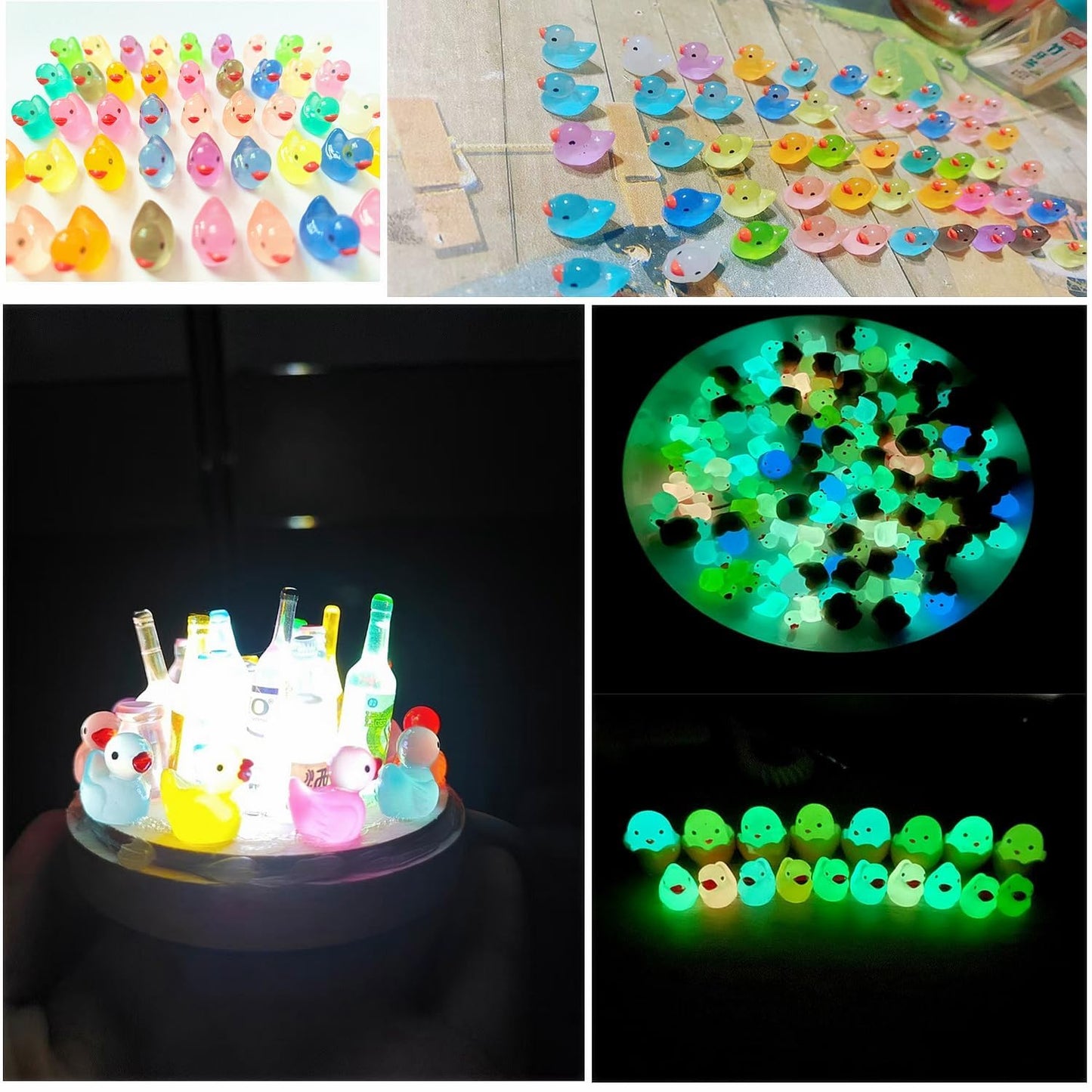 DZTIAN Glow in the Dark Mini Rubber Ducks12 Colors 35 Mini Resin Duck Garden Duck Class Activity Micro Landscape Decoration Ducklings Toy House Prank
