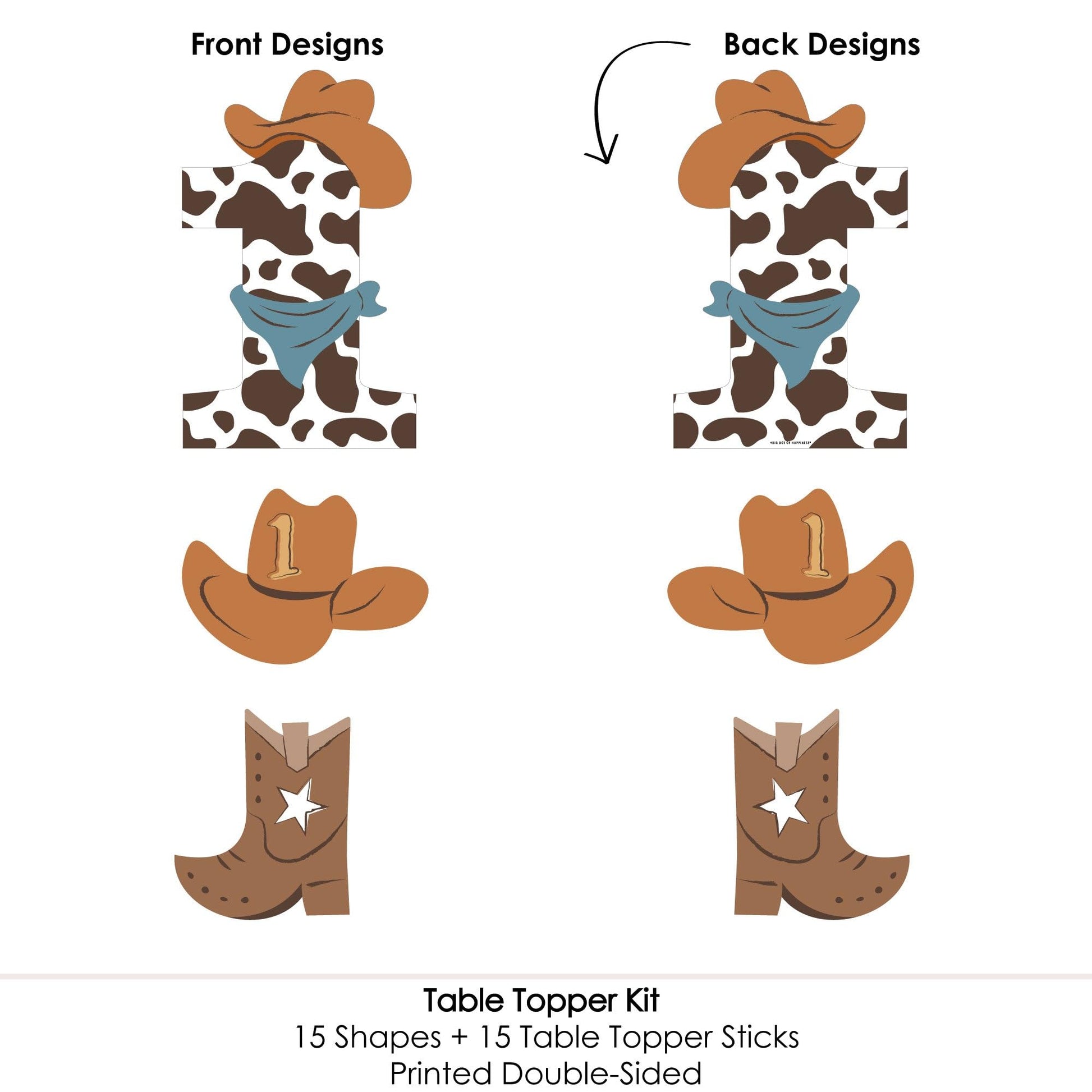 Big Dot of Happiness My First Rodeo - Little Cowboy 1st Birthday Party Centerpiece Sticks - Table Toppers - Set of 15