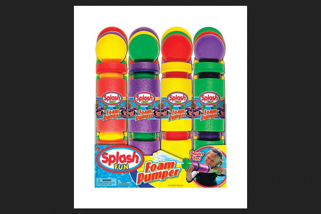JA-RU 890 Splash Foam Pumper Water Toy, 12", Assorted Colors (Pack of 12)