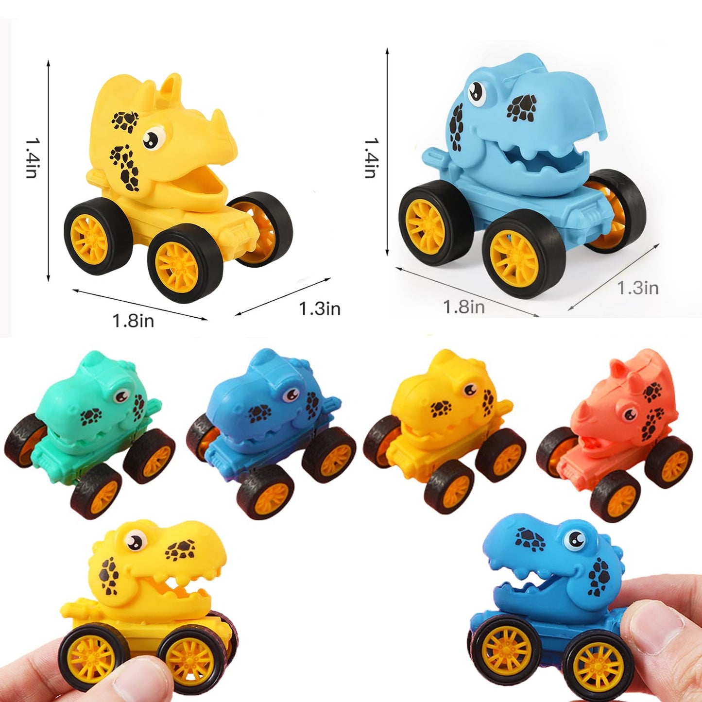 Mctuoba 18 Pcs Dinosaur Toy Pull Back Cars Party Favors for Kids Toddlers, Pinata Goodie Bag Stuffers for Birthday Party, Classroom Prizes Easter Egg