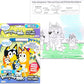 Bluey Sound Book for Toddlers - Activity Bundle with Interactive Learning Sound Book with Buttons Plus Coloring Pages, Stickers, Door Hanger | Bluey