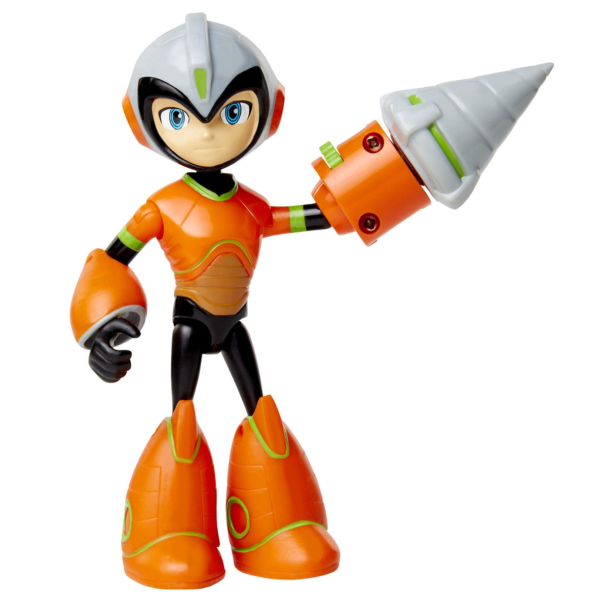 Megaman Fully Charged - Deluxe Drill Man Schematics Articulated Action Figure with Spinning Drill and Break-Apart Boulder Accessory! Based on the new