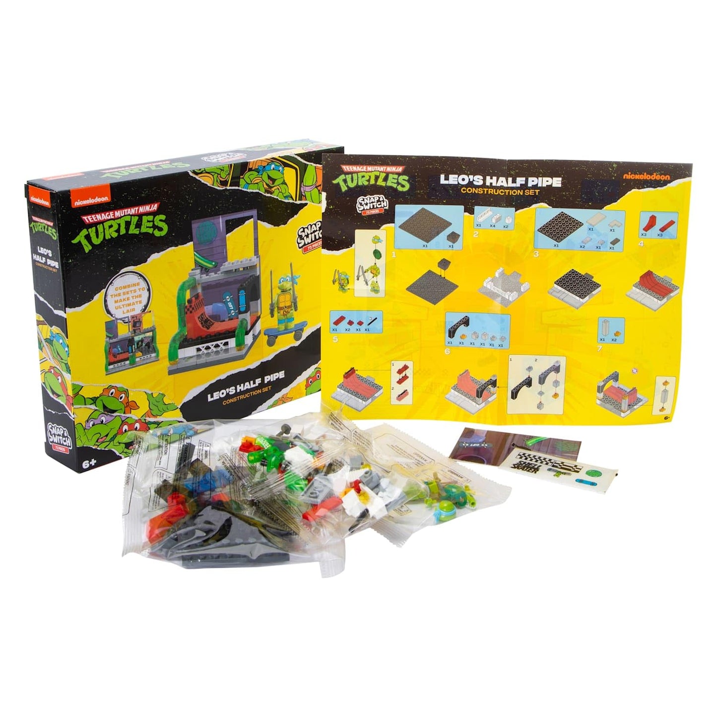 Snap & Switch Teenage Mutant Ninja Turtles Leonardo's Halfpipe Set - Buildable Toy Set for Creative Play and Fun - Ages: 6+