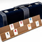 Bello Games New York, Inc. Spring Street Deluxe Designer Rummy Game Set with Wooden Racks and Large Size Engraved Numbers in a Blue Velour Case