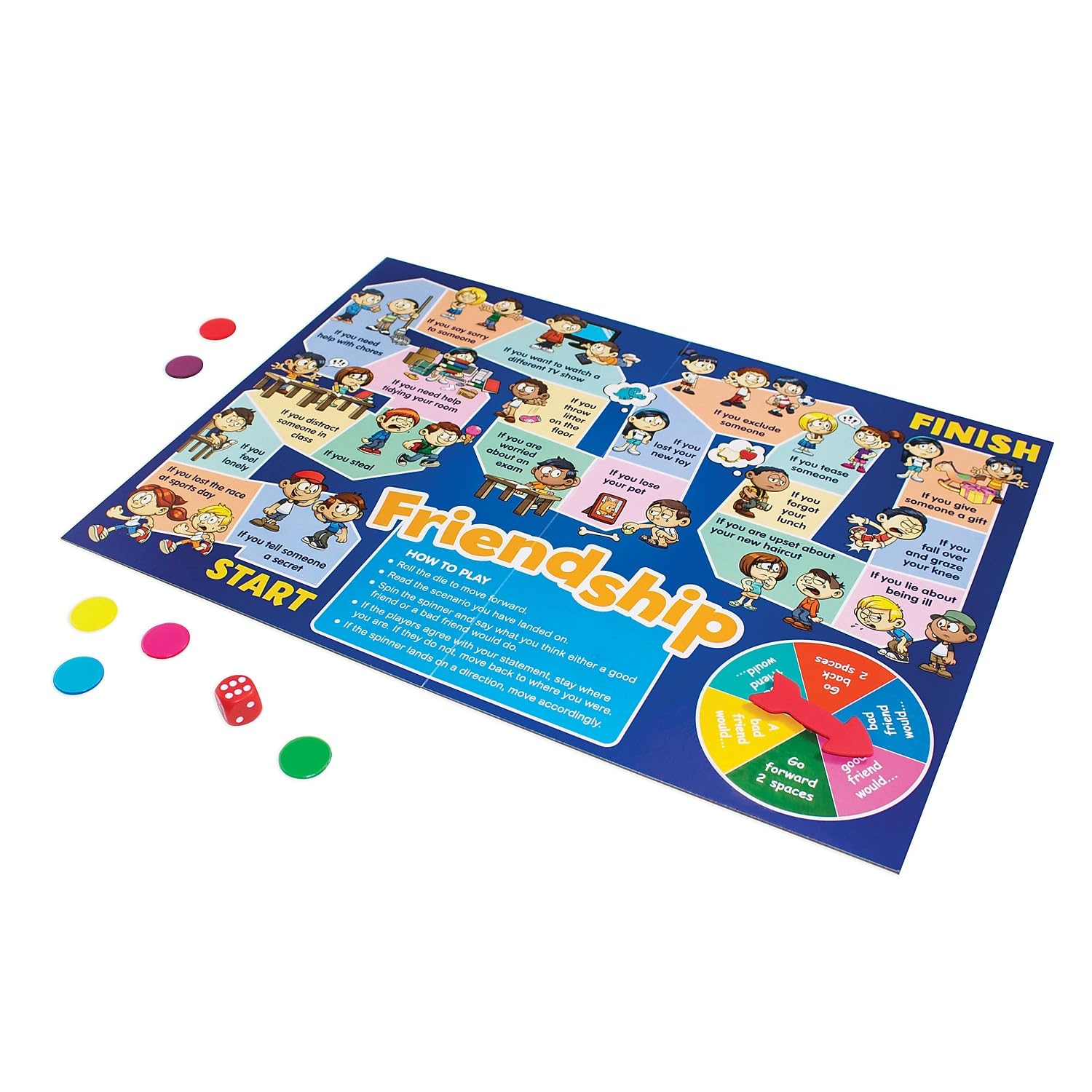 Junior Learning Social Skills Board Games, 4 Games, Ages 5-8, Empathy & Manners, Grade 1-2