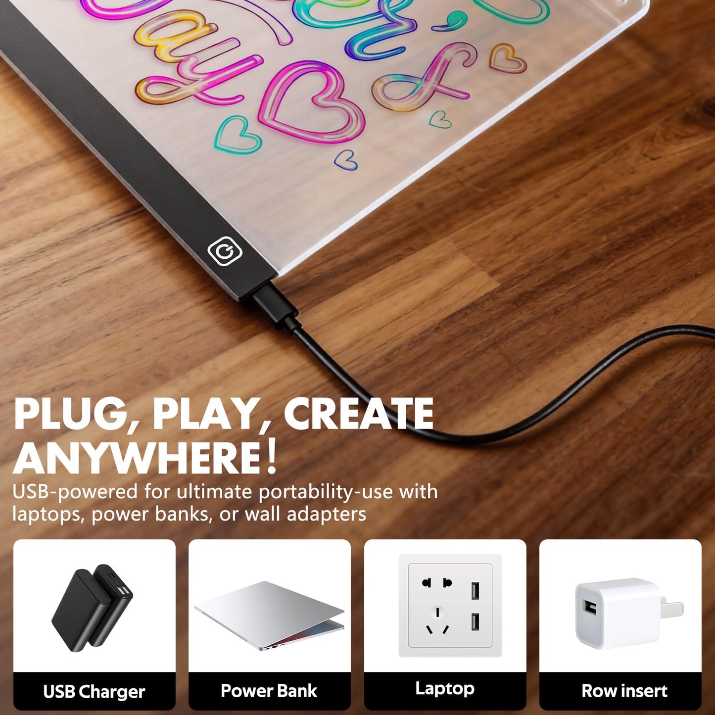 16" LED Light Up Drawing Board for Kids - Thickened Anti-Scratch Acrylic Glow Art Pad with 12 Markers - Neon Message Board & Night Light - Creative