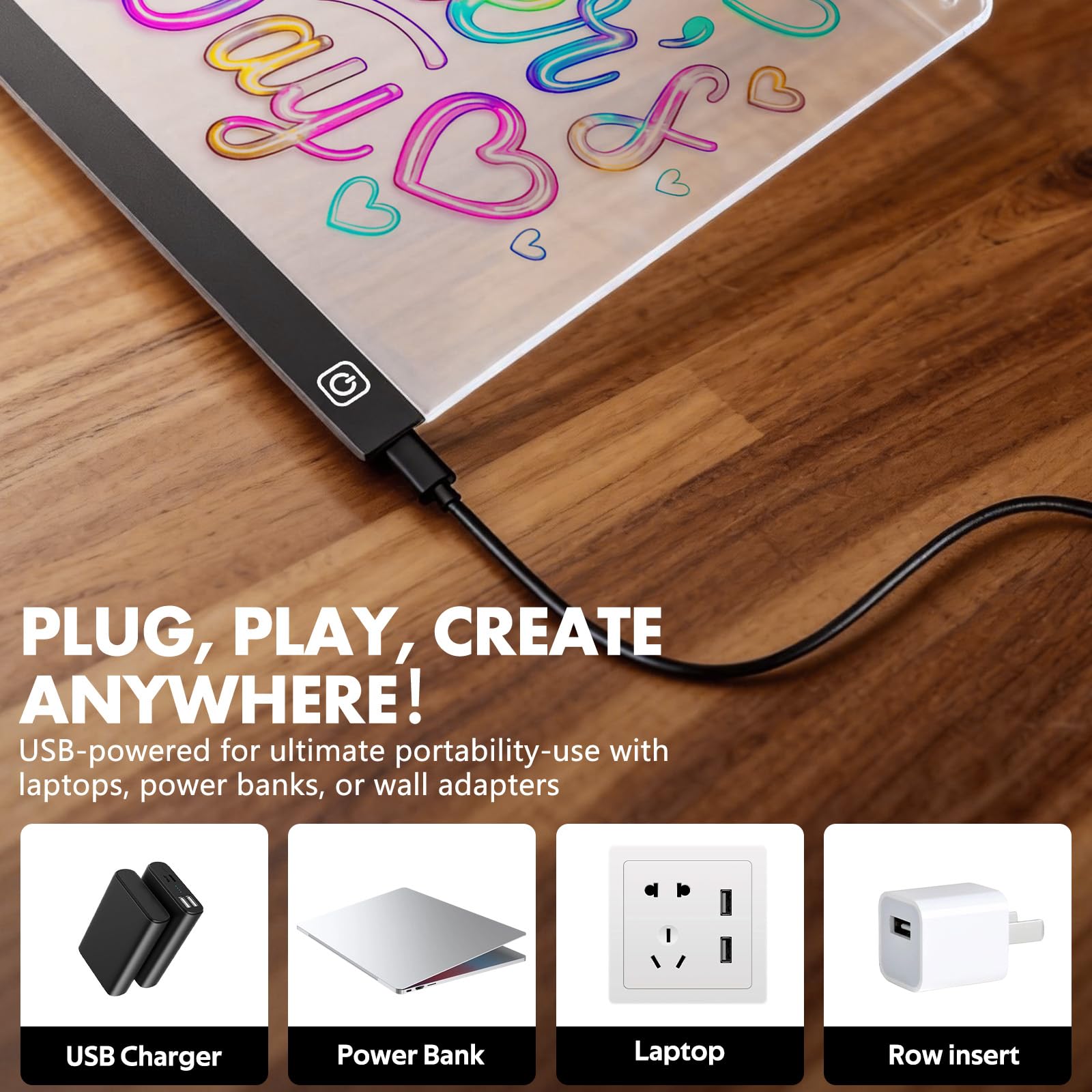 16" LED Light Up Drawing Board for Kids - Thickened Anti-Scratch Acrylic Glow Art Pad with 12 Markers - Neon Message Board & Night Light - Creative