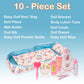 HappyVk Baby Doll Bed Set - Portable Doll Bassinet for Dolls up to 21 Inches - Pretend Play Handbag for Girls Ages 3+ Doll Accessory Playset - Pink